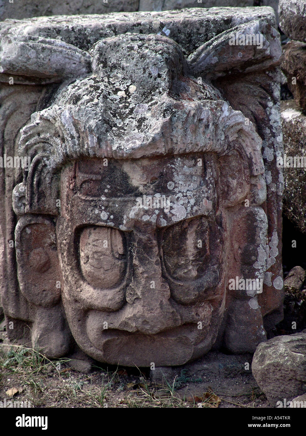 Painet ip1966 honduras stone head copan mayan ruins country developing nation less economically developed culture emerging Stock Photo