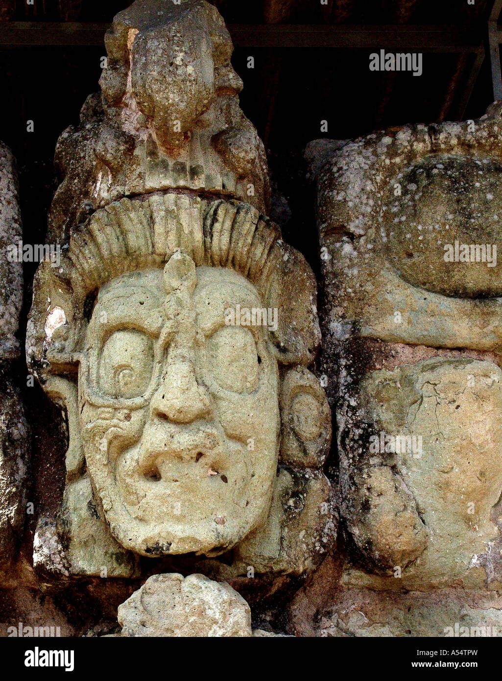 Painet ip1972 honduras stone head copan mayan ruins country developing nation less economically developed culture emerging Stock Photo