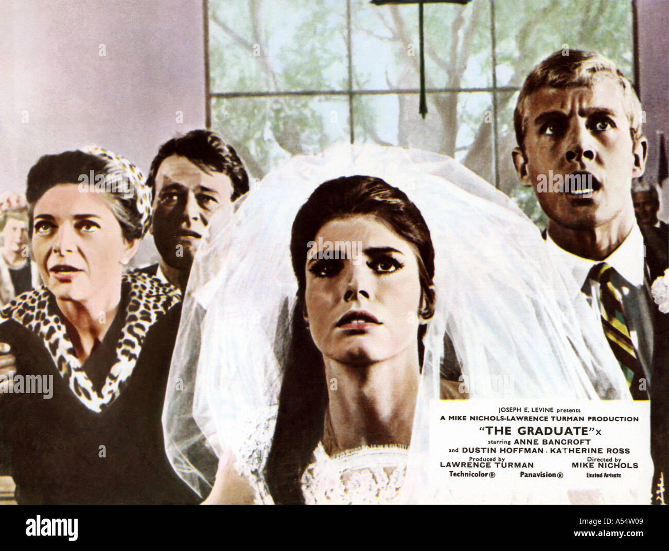 THE GRADUATE 1967 film with Anne Bancroft left and Katherine Ross as the Bride Stock Photo