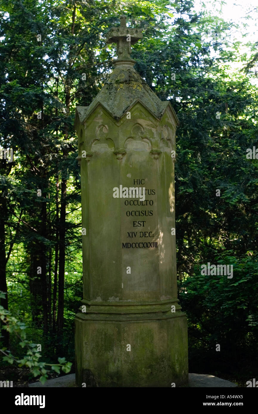 Kaspar Hauser memorial in Hofgarten in Ansbach Franconia Bavaria Germany Stock Photo