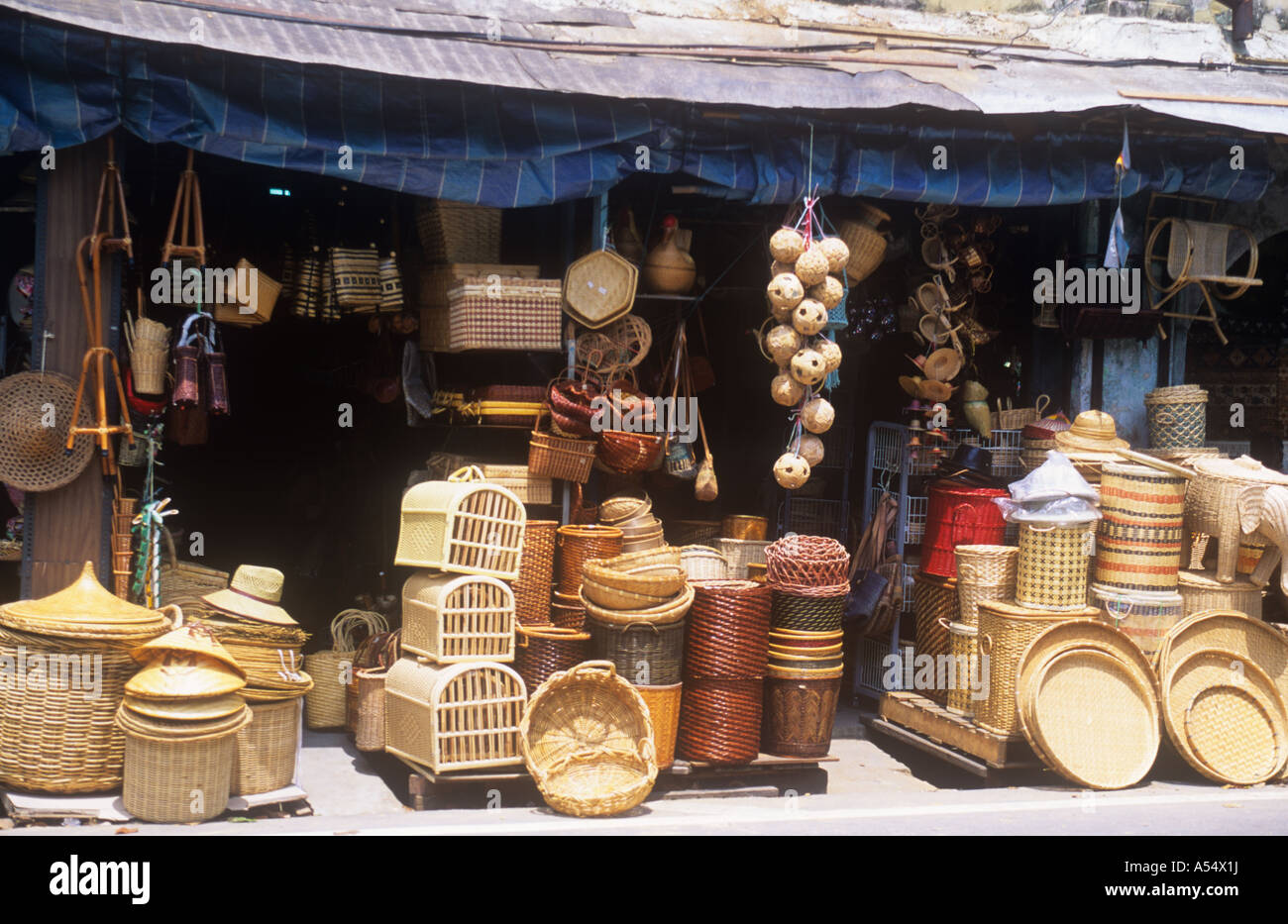 shop selling baskets, Arab Street, Singapore Stock Photo Alamy