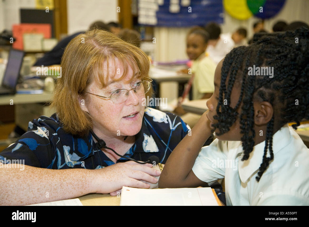 Flint Michigan Karen Christian teaches fifth grade at Washington Elementary School Stock Photo