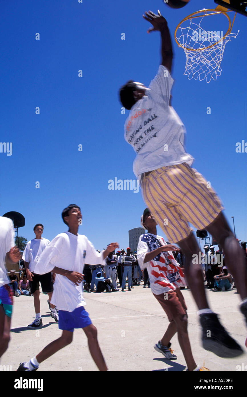 Teenagers playing basketball in Cape Town South Africa Stock Photo Alamy