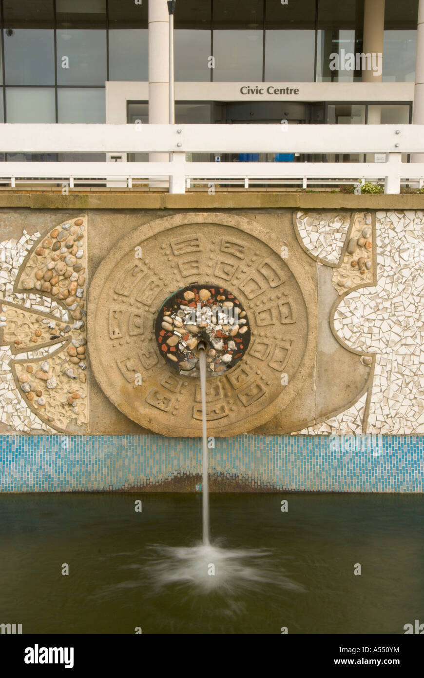 Water Gardens, Harlow. Concrete abstract bas relief. Harlow Civic