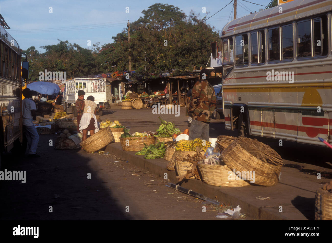 Streetmarket at bus station in downtown Managua, Nicaragua Stock Photo