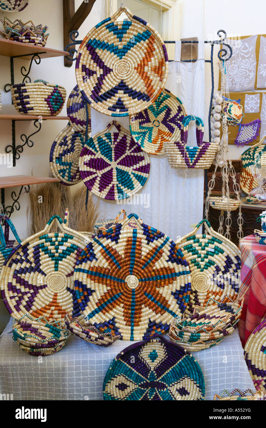Straw knitting in the Folk Arts Institute, Lefkosa Nicosia, North Cyprus Stock Photo