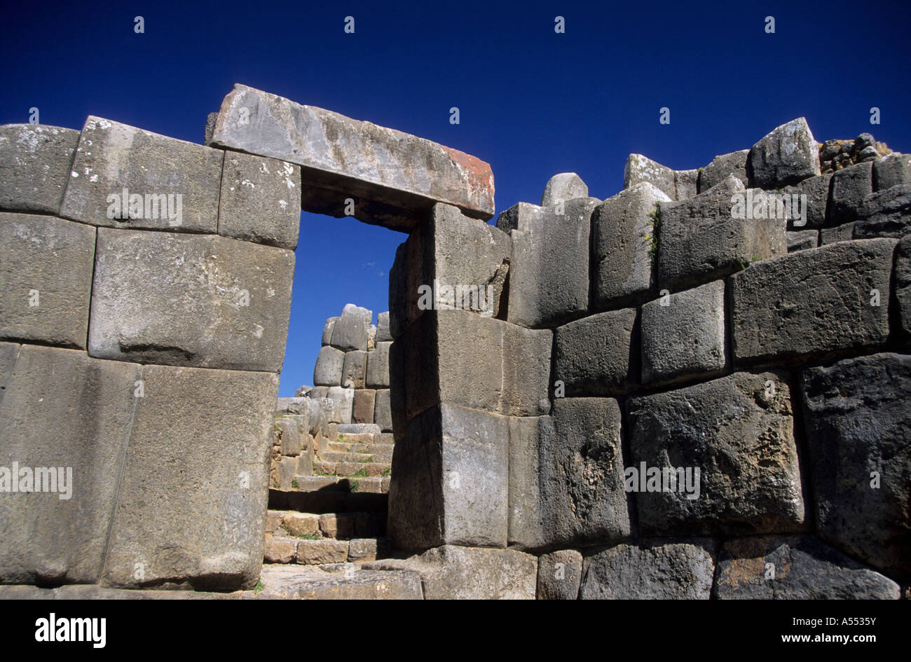 Inca doorway at Sacsayhuaman, Cusco, Peru Stock Photo