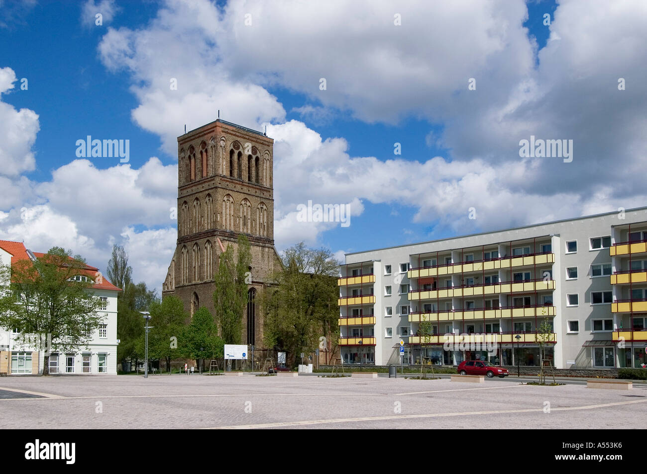 Anklam Mecklenburg-Vorpommern Germany Nikolai church from the town square Stock Photo