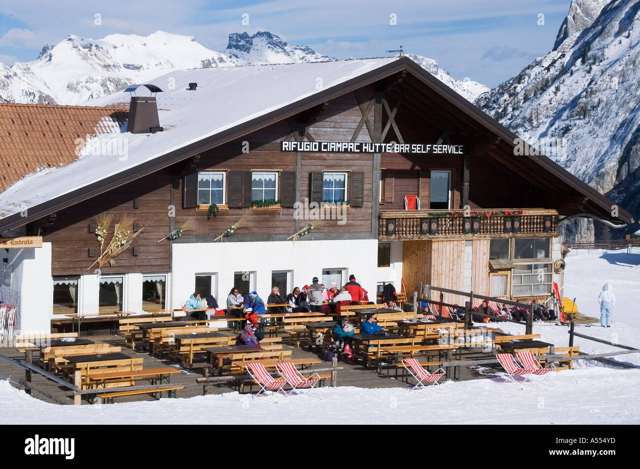 Canazei Trentino Italy Valle di Fassa skiing region Ciampac ...