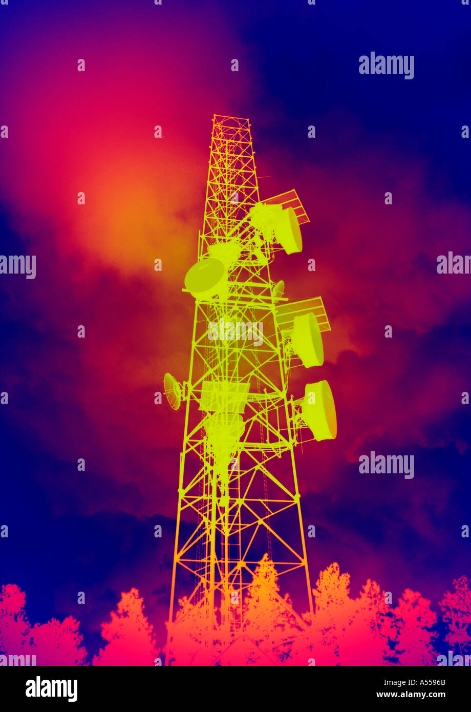 Radio Tower Infrared Stock Photo Alamy