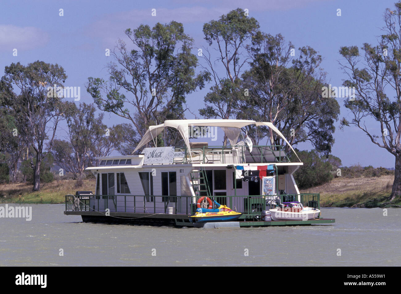 Houseboat at Murray River Australia Stock Photo Alamy