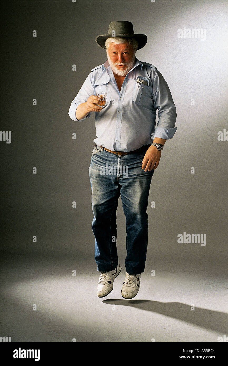 actor playing drunken hemingway Stock Photo