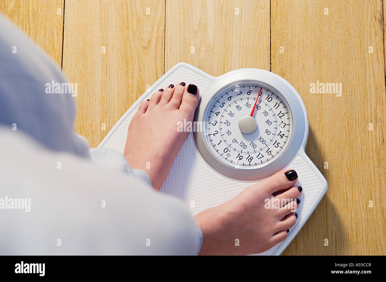 https://c8.alamy.com/comp/A55CCR/woman-standing-on-weight-scales-A55CCR.jpg