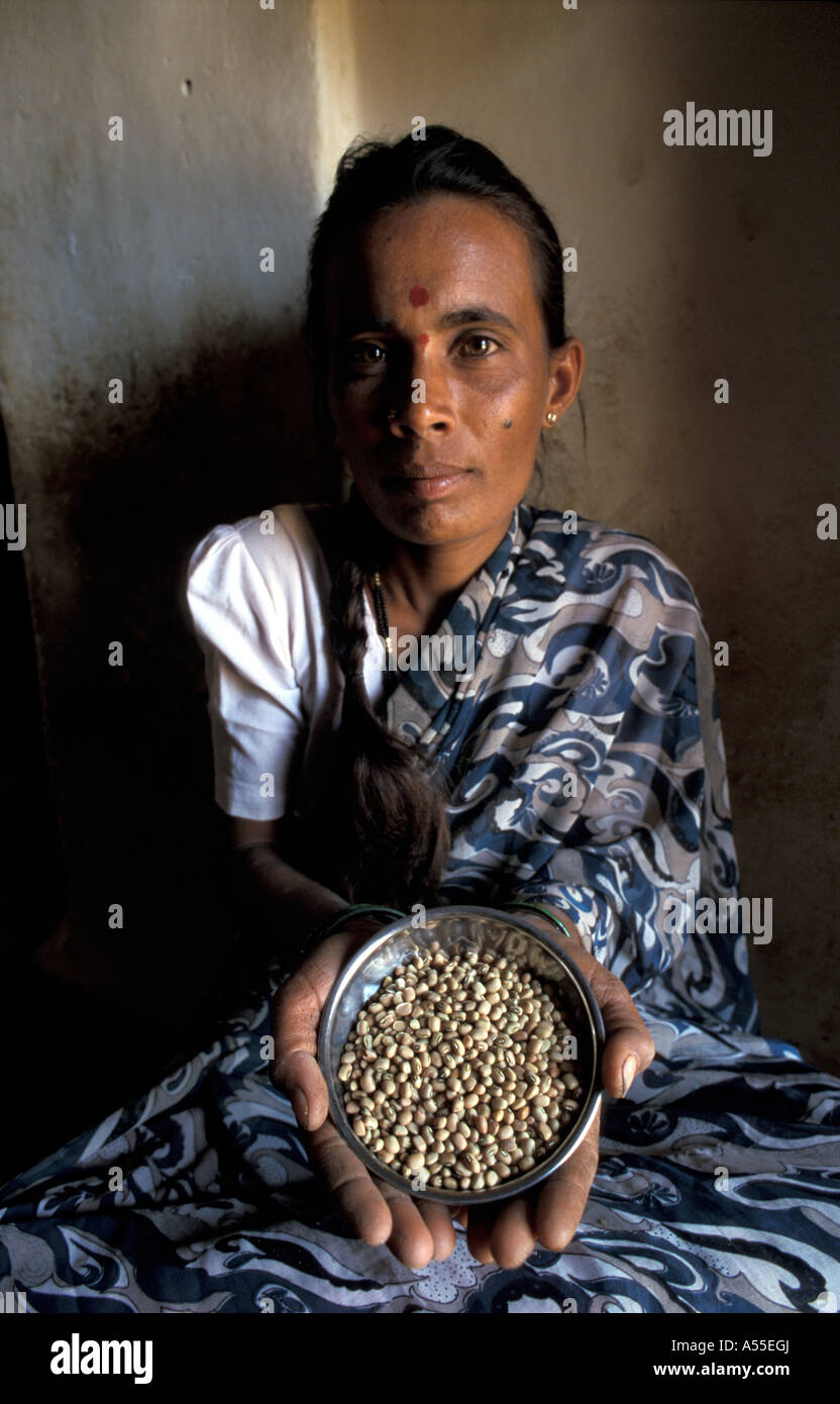 Painet ik0438 india padmanna 30 displaying traditional lentil seeds alaganahalli village kolar karnataka 2003 country Stock Photo