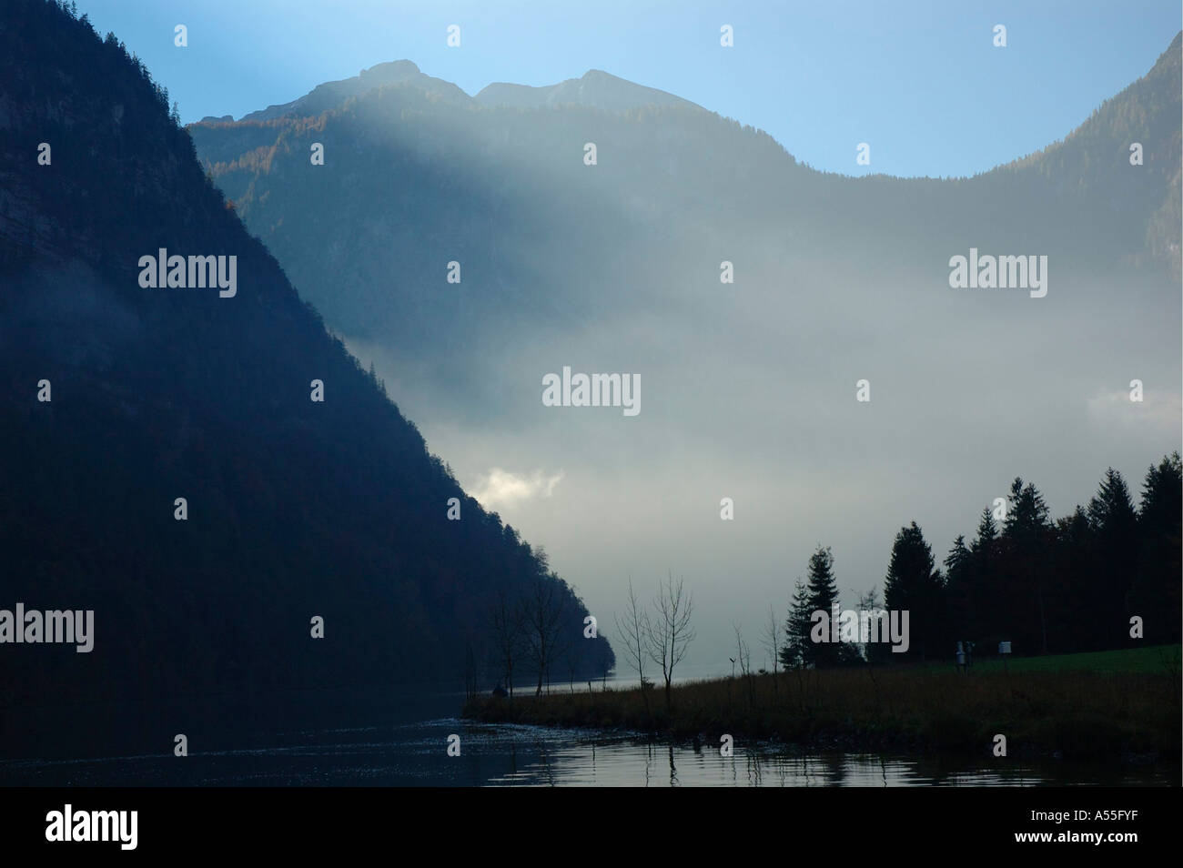 The lake Koenigssee in the national park Berchtesgaden, Bavaria ...