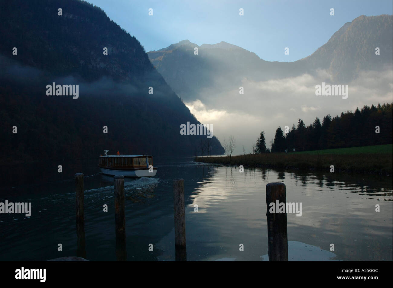 The Lake Koenigssee in the national park Berchtesgaden, Berchtesgaden ...