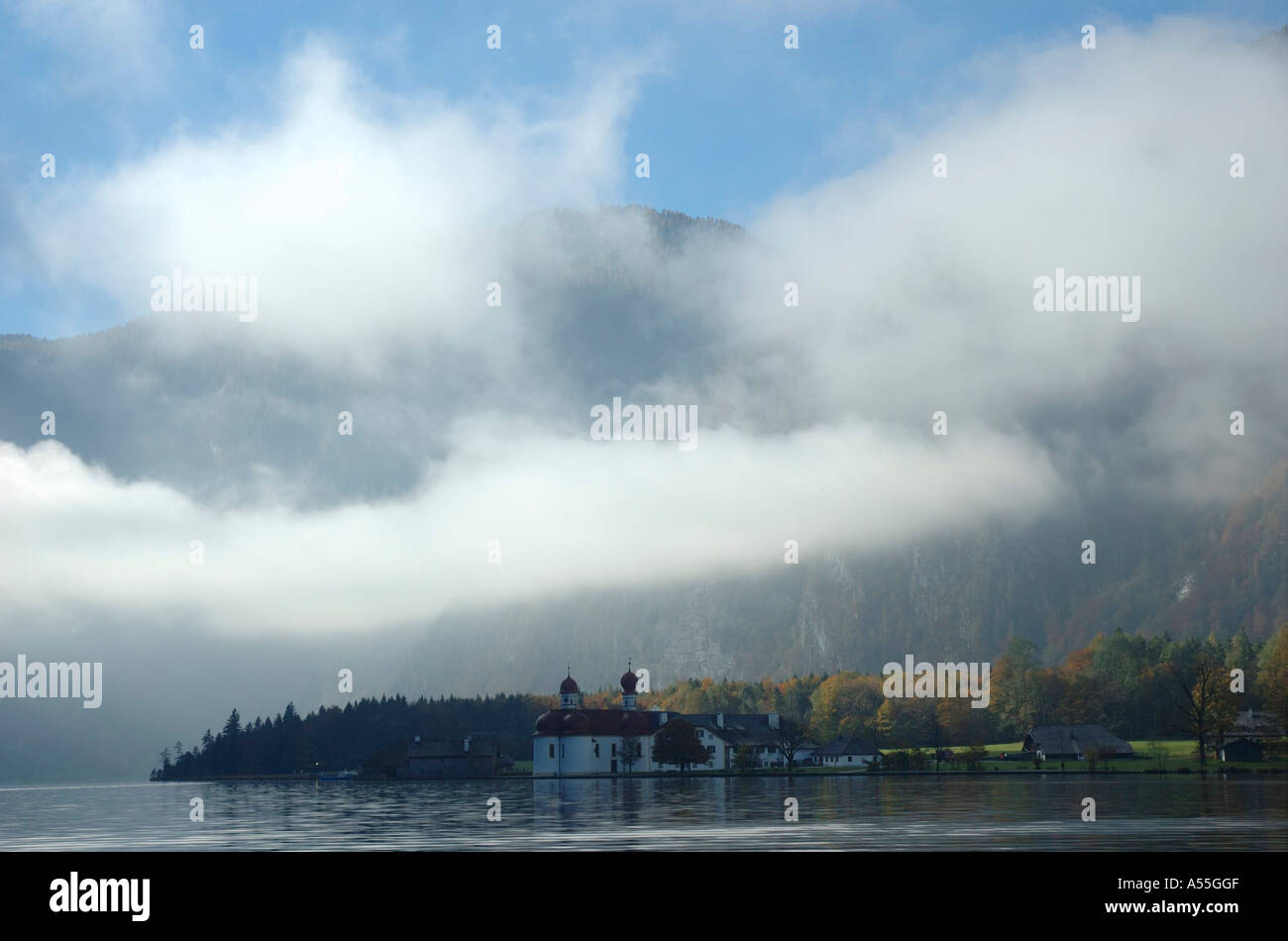 The Lake Koenigssee in the national park Berchtesgaden, Bavaria ...