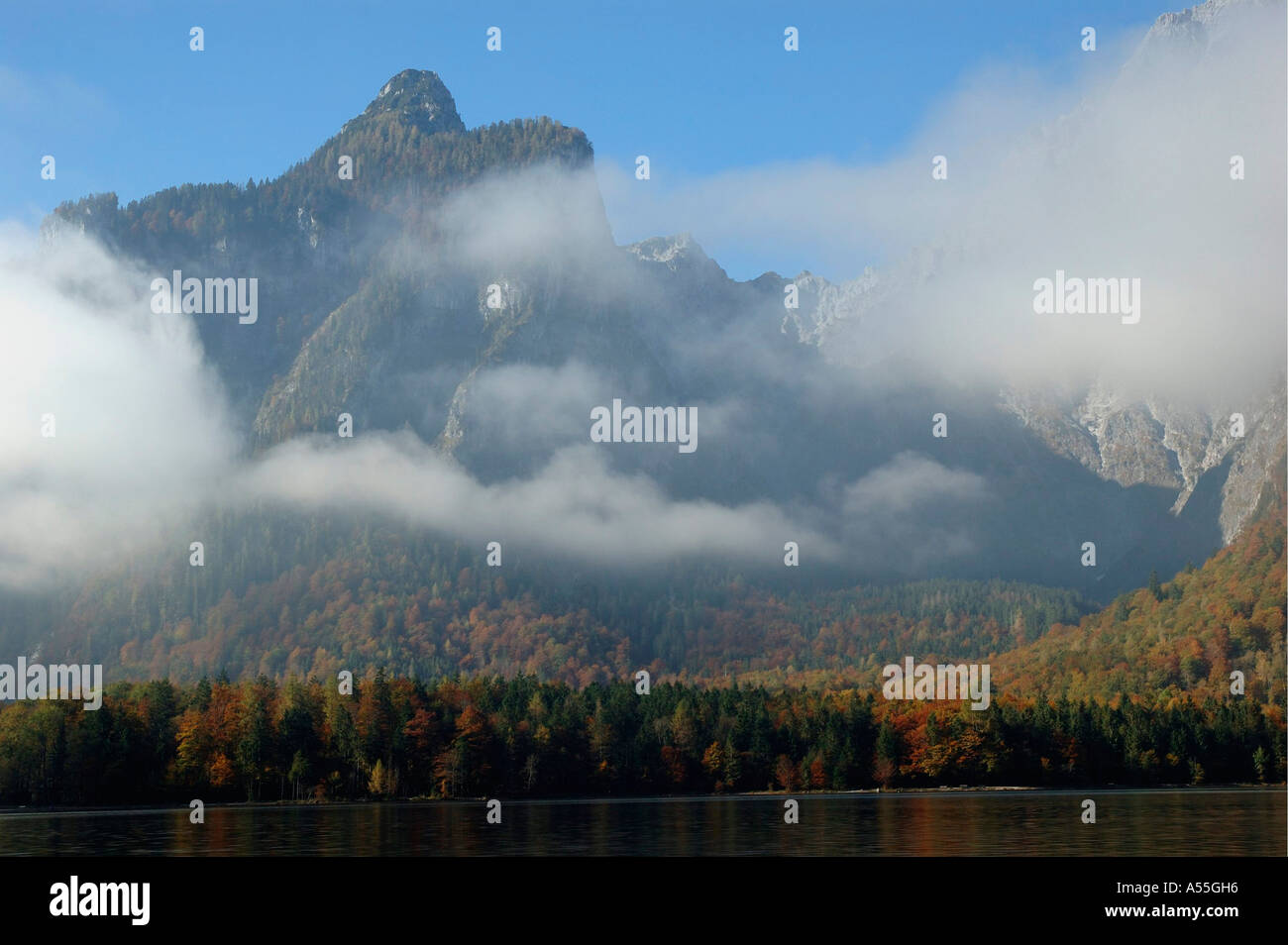 The lake Koenigssee in the national park Berchtesgaden, Bavaria ...