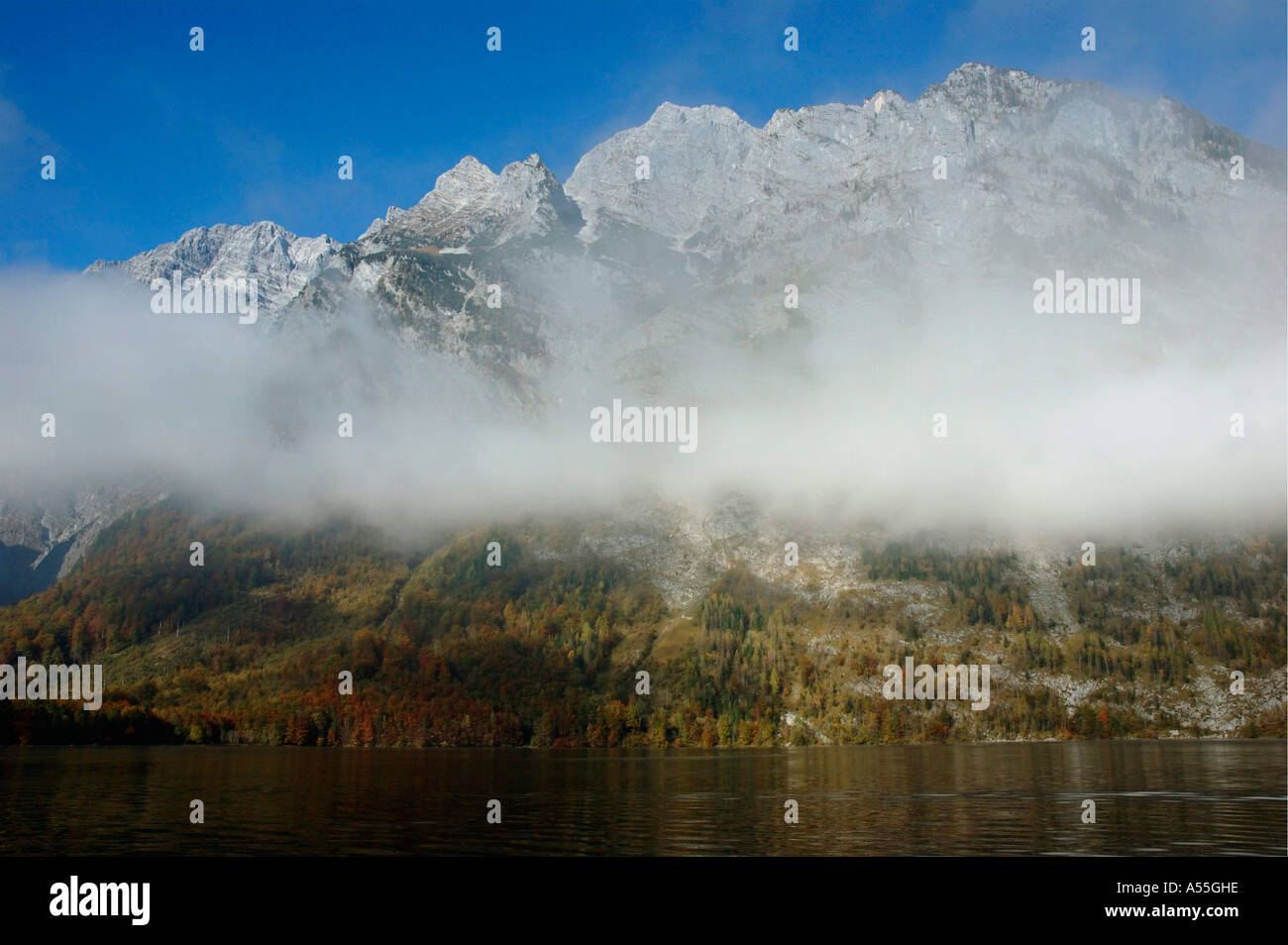 The lake Koenigssee in the national park Berchtesgaden, Bavaria ...