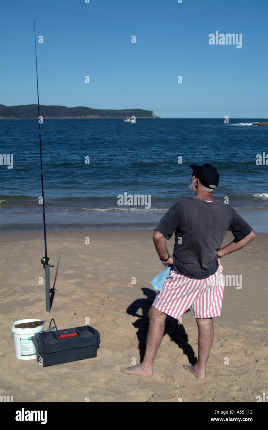Beach fisherman Stock Photo