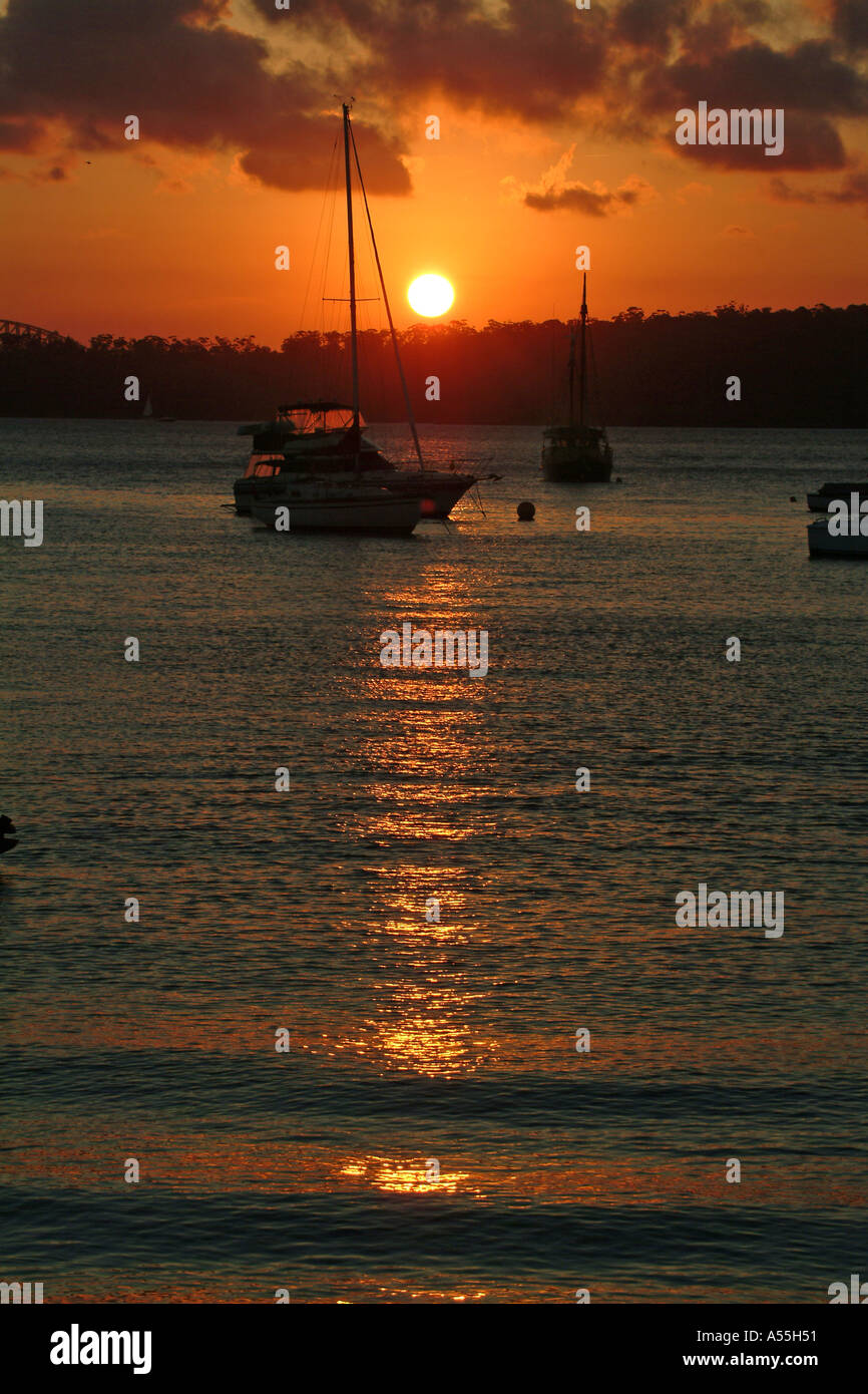 Sunset boats Stock Photo