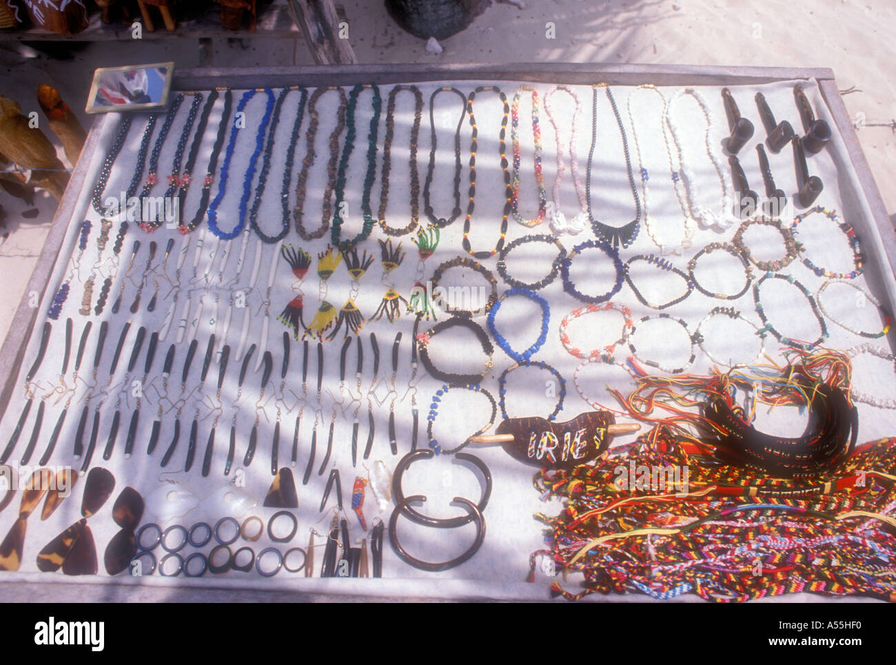 Handicrafts and souvenirs for sale in Negril Jamaica Caribbean Stock Photo