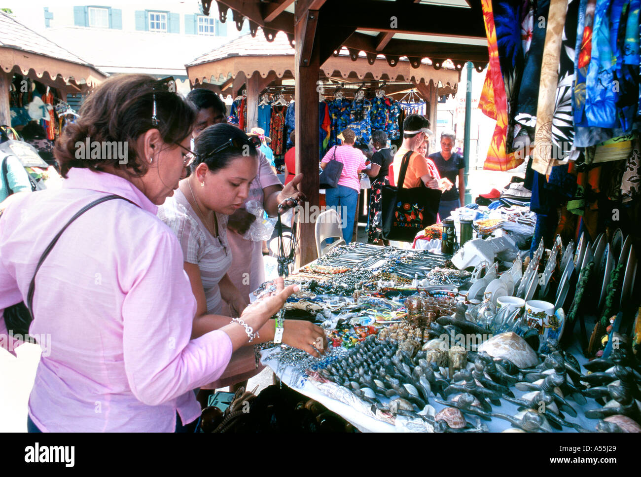 Phillisburg Market at St Maarten in the Caribbean Stock Photo