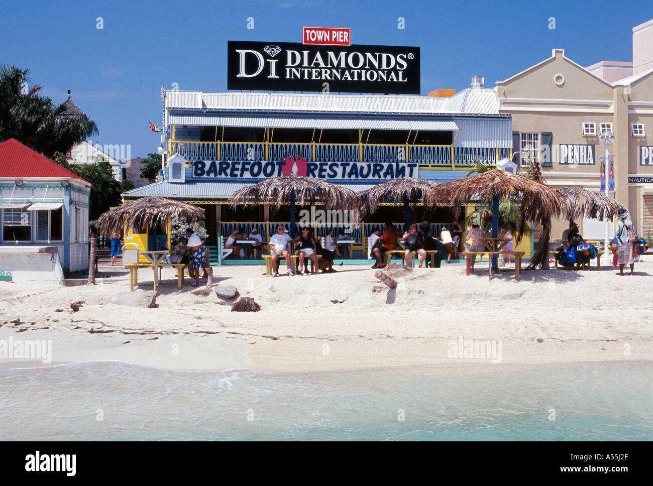 Diamonds on the beach ! ,   St Maarten in the Caribbean. Stock Photo