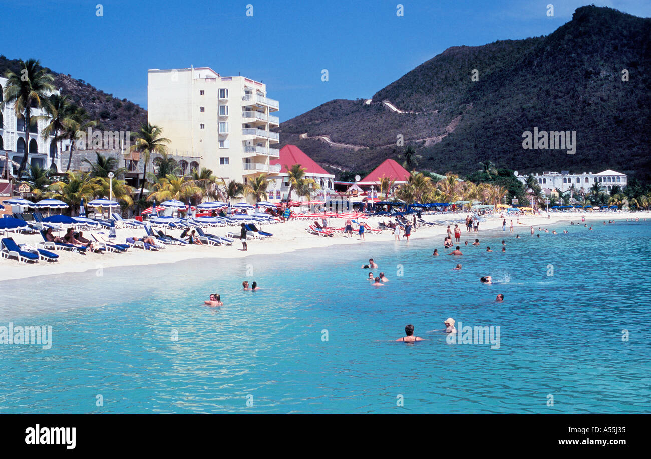 Beachfront at St Maarten in the Caribbean Stock Photo
