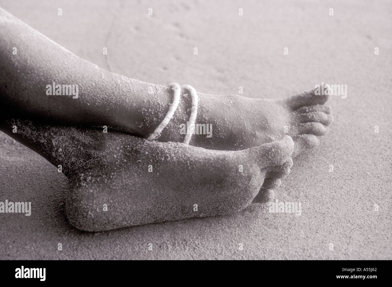 Womans Feet On Sandy Beach Model Released Photo Stock Photo Alamy