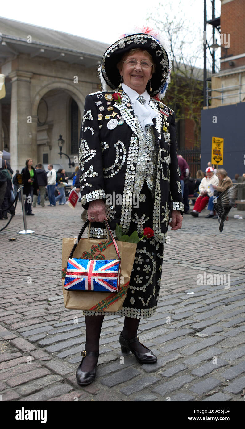 Pearly queen in covent garden London uk Stock Photo