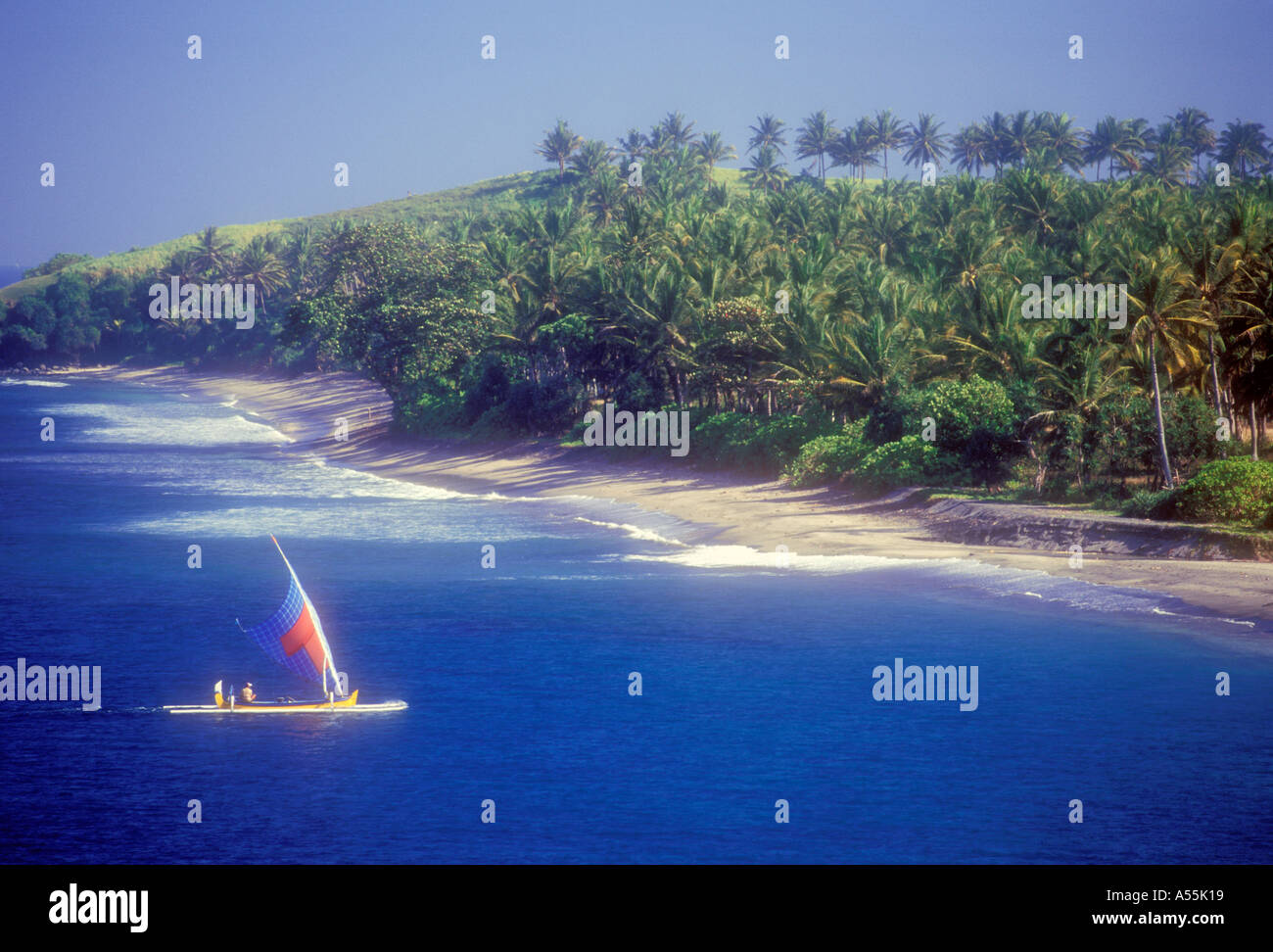 Traditional sailing boat on sea near Lombok Indonesia Stock Photo