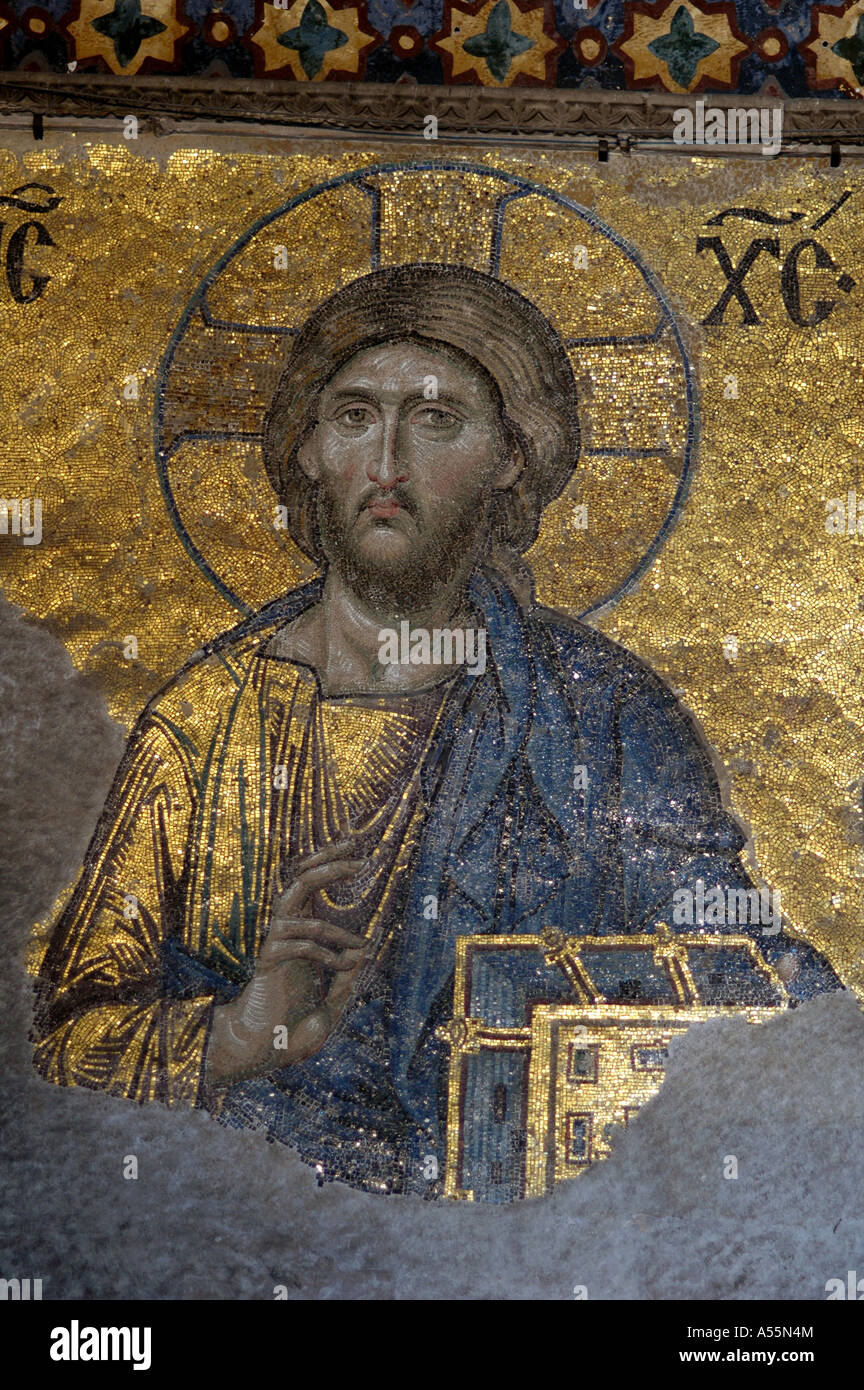 Painet is1550 turkey 12th century mosaic christ judgement day haghia sophia museum byzantine church dedicated 537 ad by Stock Photo