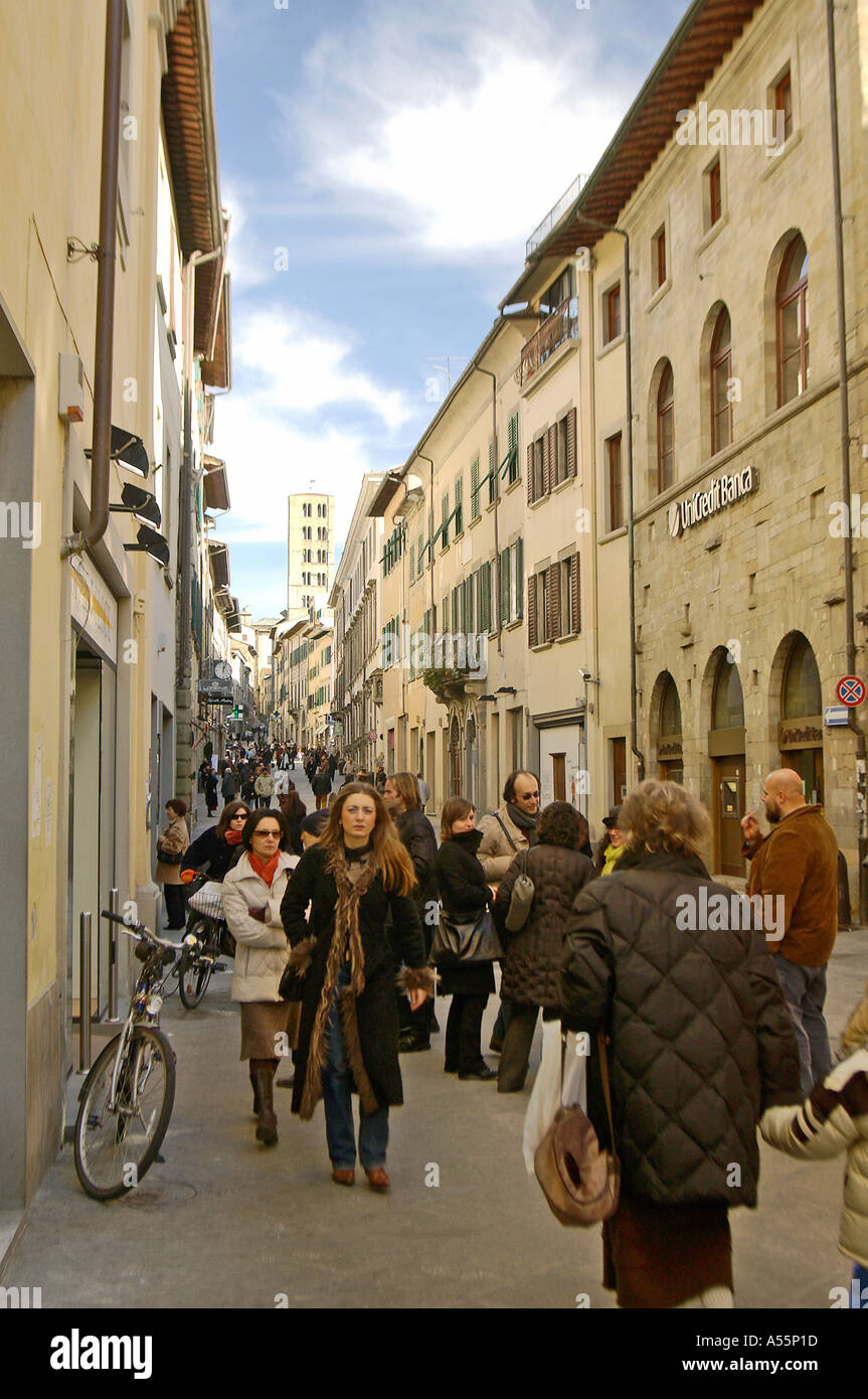 Corso Italia the aorta of Arezzo s ancient and stylish shopping district Tuscany Italy Stock Photo