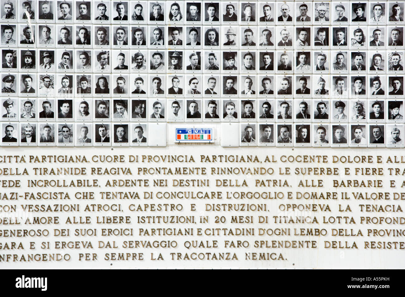 Photo tile memorial to partisans Modena Emilia Romagna Italy Stock Photo