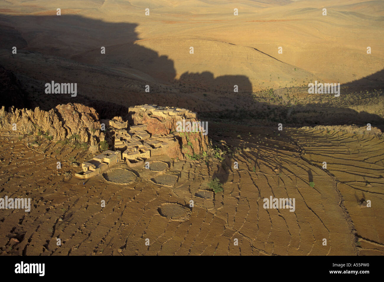 Aerial photo of a mountain village Morocco Stock Photo - Alamy