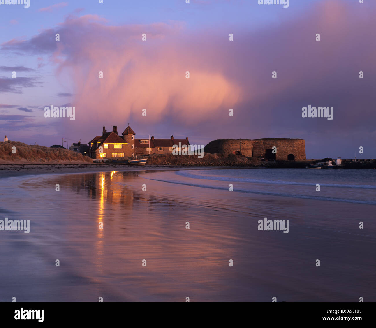 The village of Beadnell on the Northumberland coast of England Stock Photo