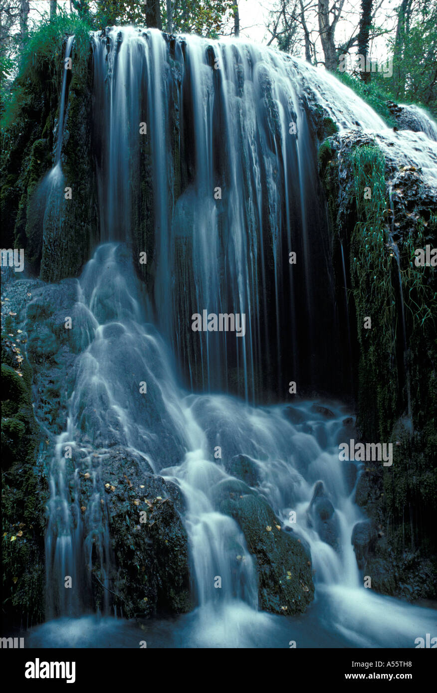 Waterfall in Monasterio de Piedra - Aragon - Spain Stock Photo