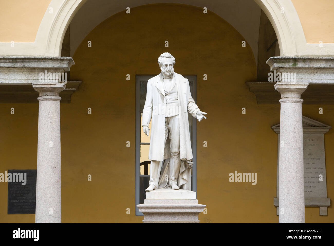 Statues of the famous University of Pavia Lombardy Italy Stock Photo