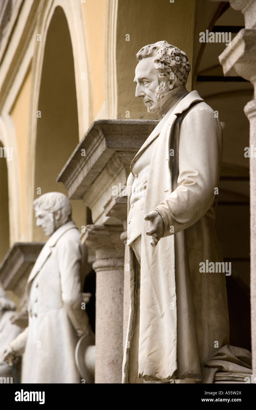 Statues of the famous University of Pavia Lombardy Italy Stock Photo