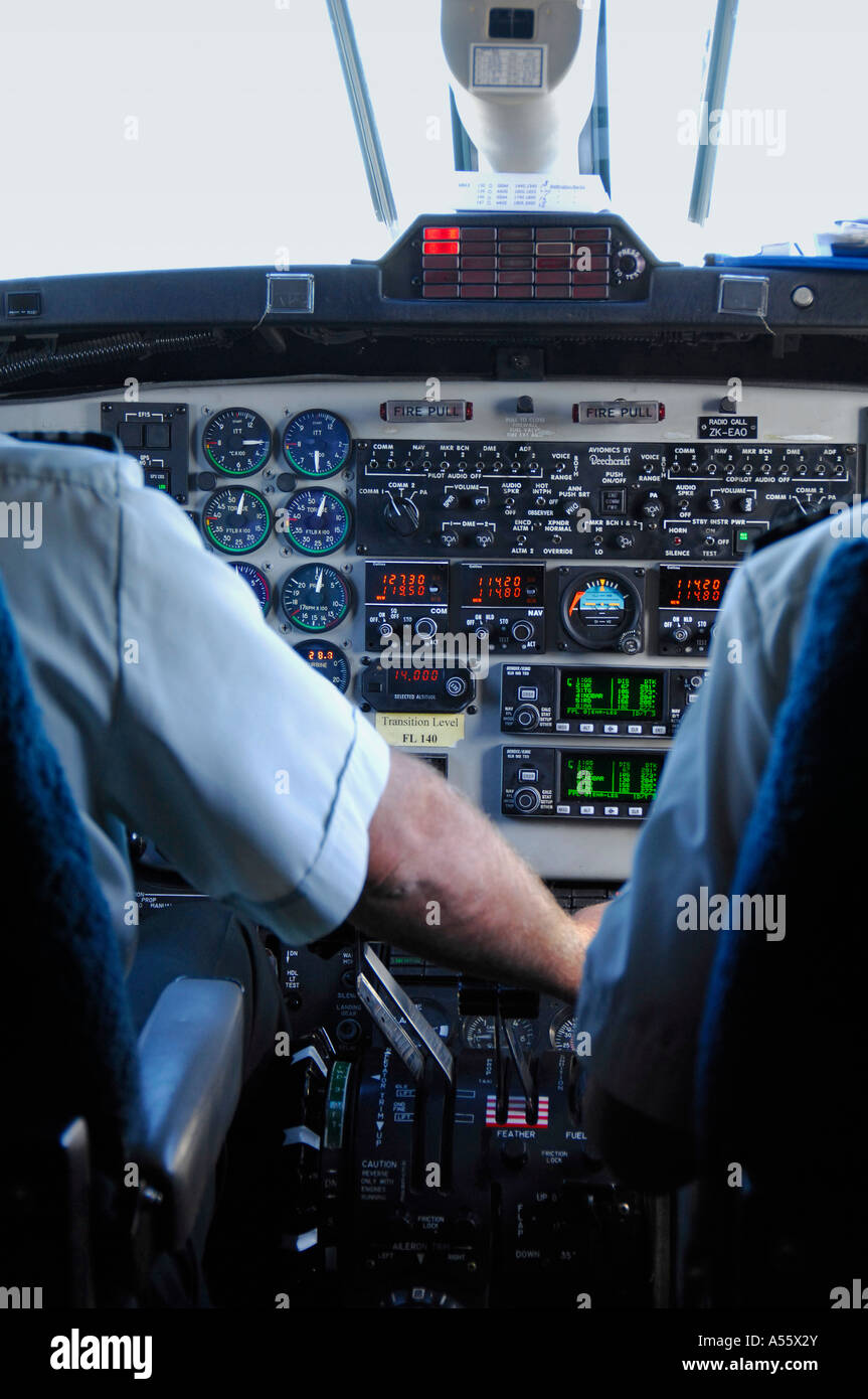 Pilot and copilot at controls of an Air new Zealand Beech1900D