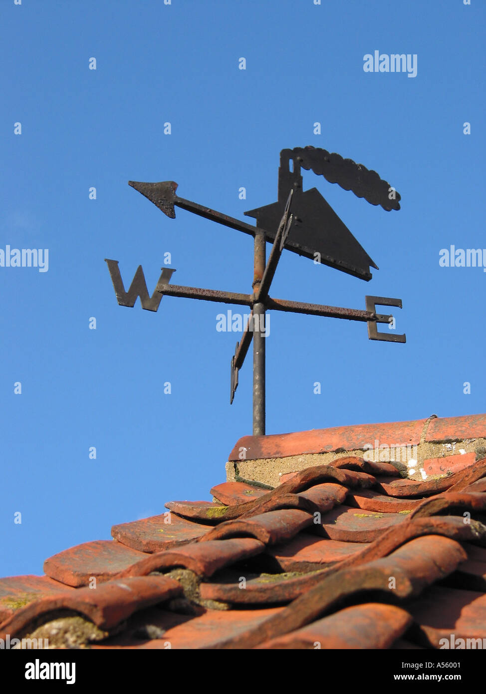 Traditional iron weathervane or wind vane Stock Photo