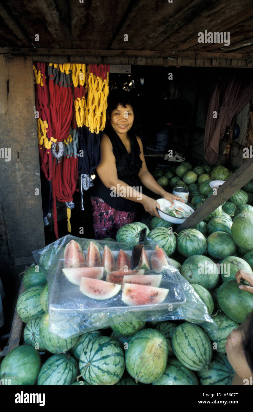Painet ix1865 cambodia sam samoun 37 microcredit borrower weater melon shop phnom penh project urban sector group ngo Stock Photo
