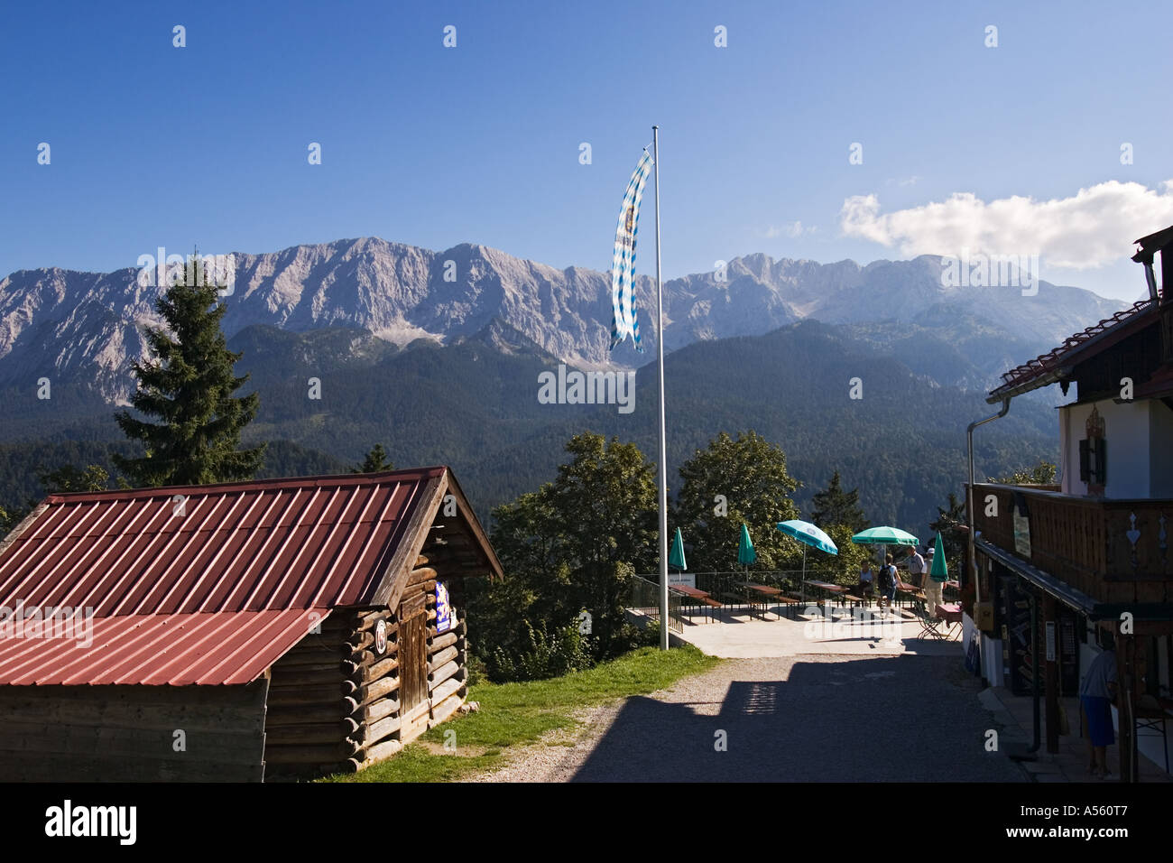 Eckbauer Inn Graseck near Garmisch view on Karwendel mountains Alps Bavaria Germany Stock Photo