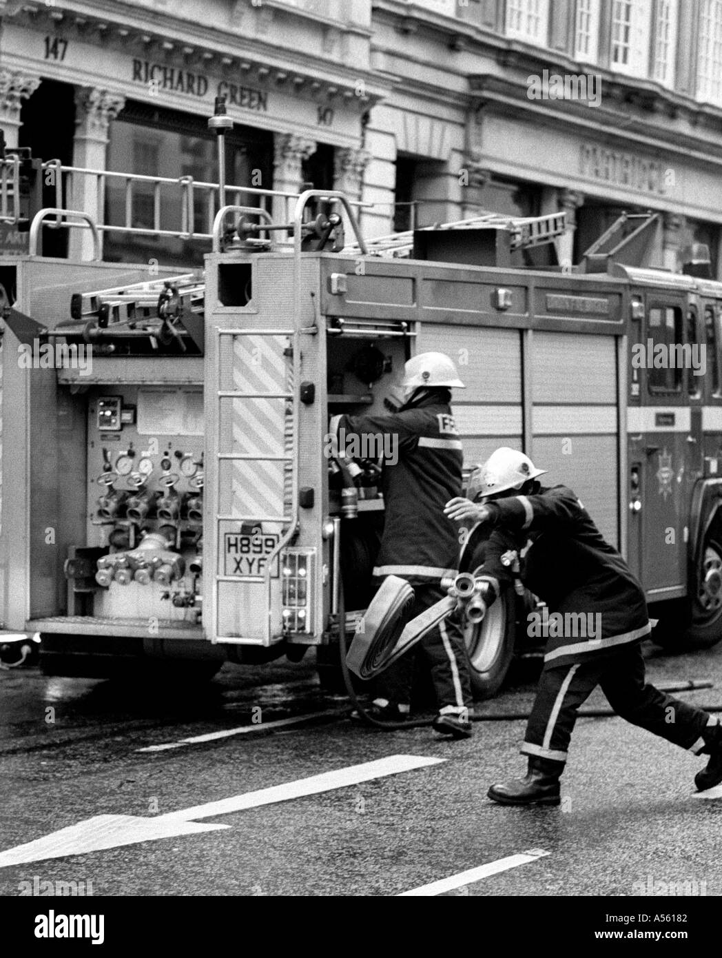 Firefighter at shop fire Bond Street London Stock Photo - Alamy