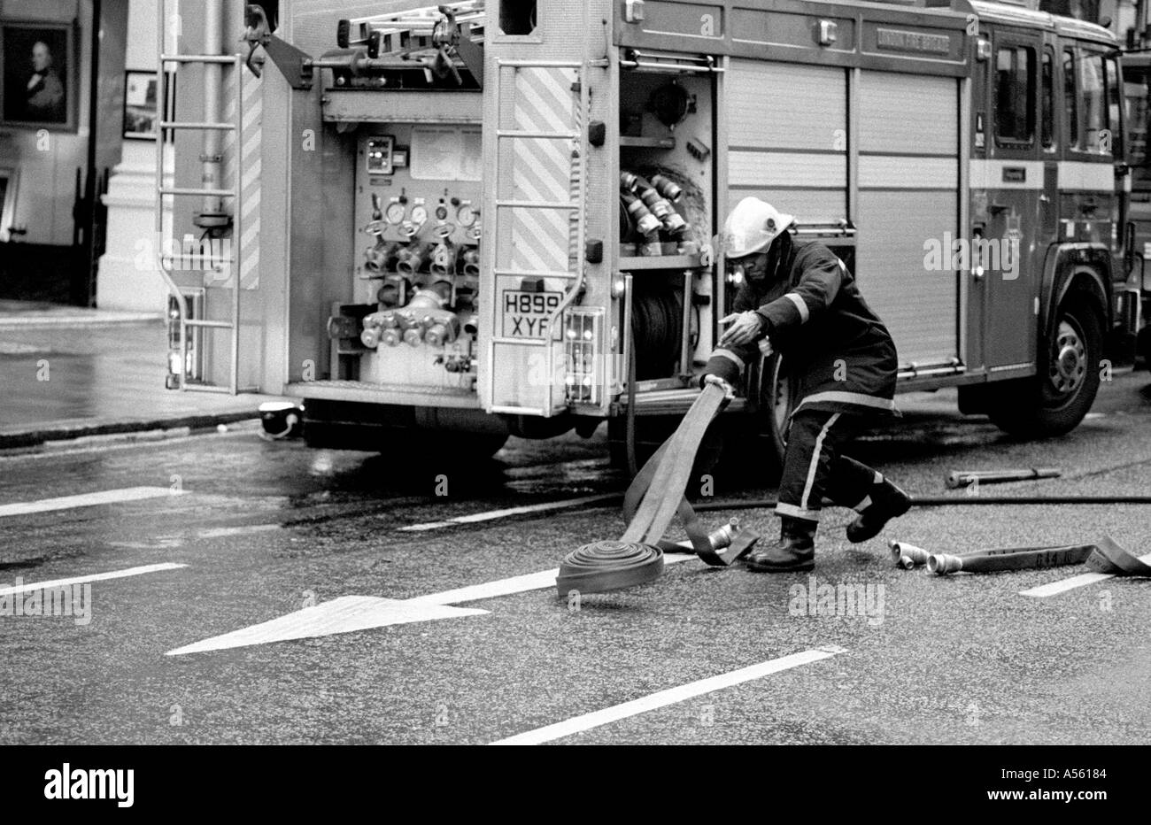 Firefighter at shop fire Bond Street London Stock Photo - Alamy