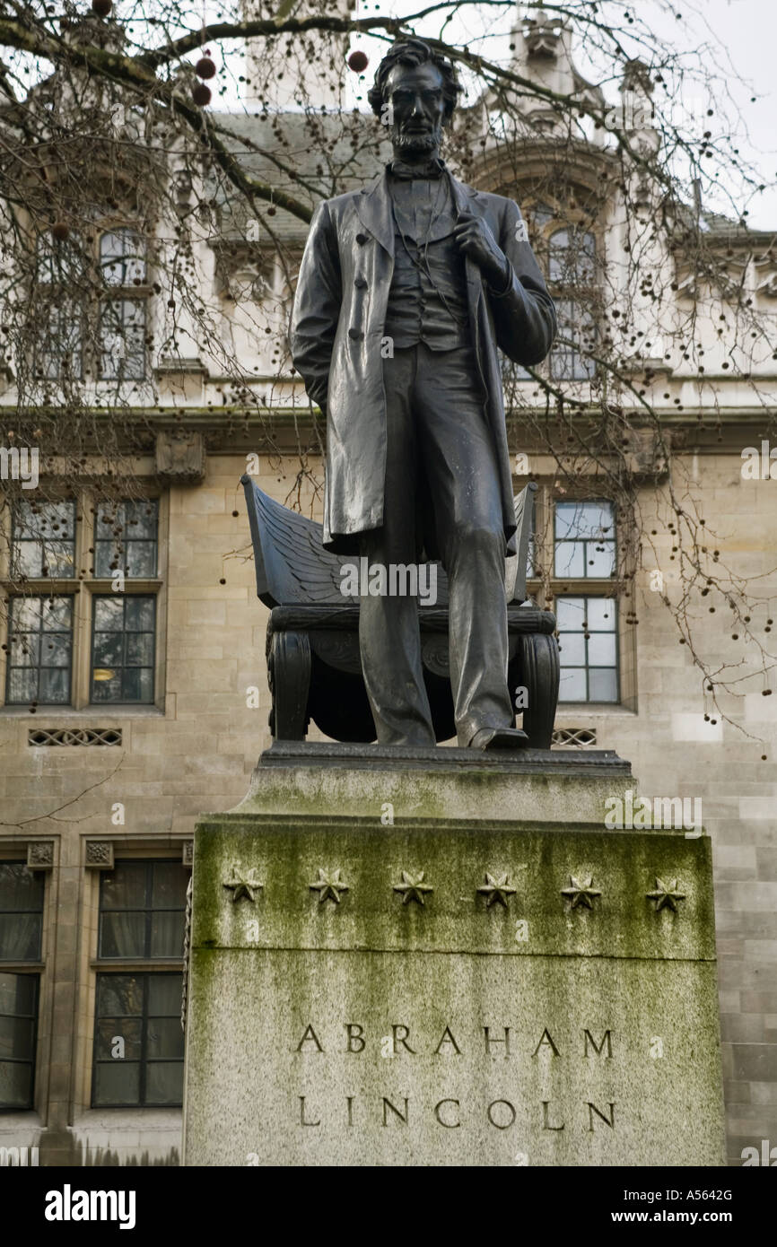 England. London. statue of US President Lincoln in Parliament square Stock Photo