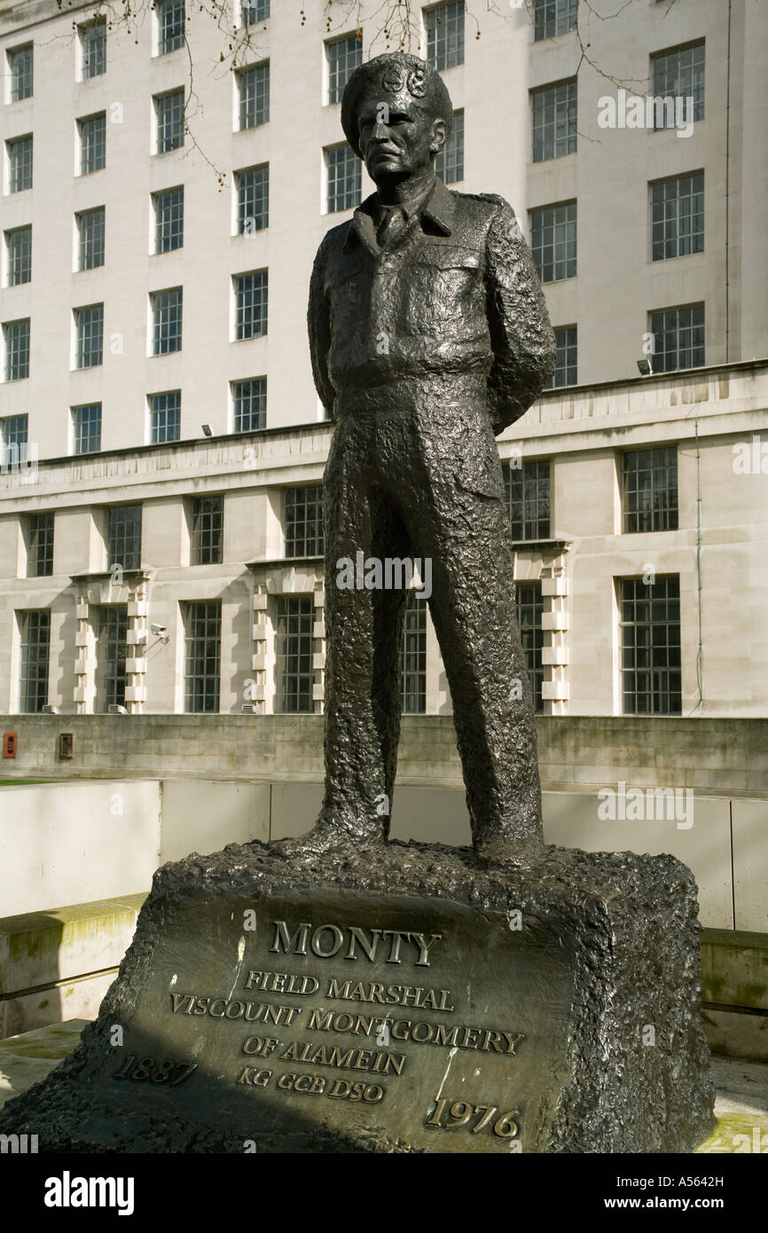 England. London. Monty (FieldMarshal Montgomery) statue in Whitehall Stock Photo