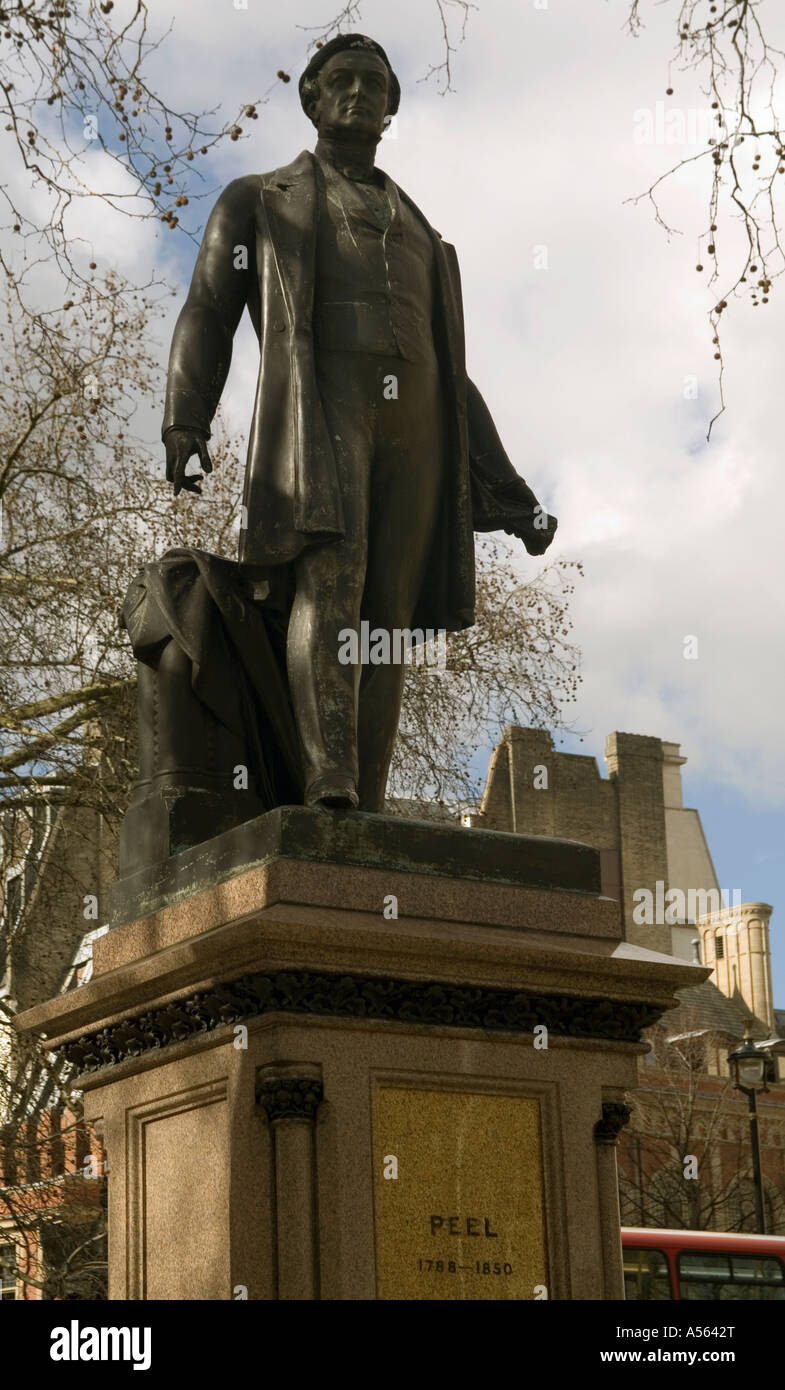 England. London. Robert peel, statue in Parliament square Stock Photo