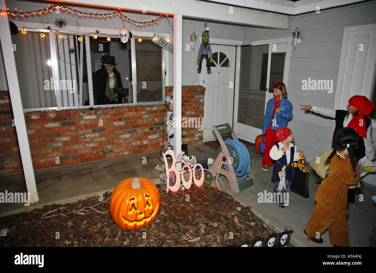 Halloween Night Canyon Lake Riverside County California United States MR model release Stock Photo